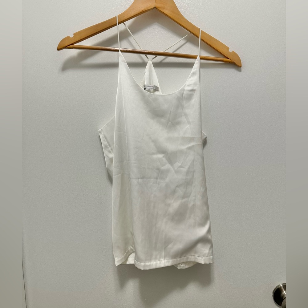 Genuine people silk white tank top